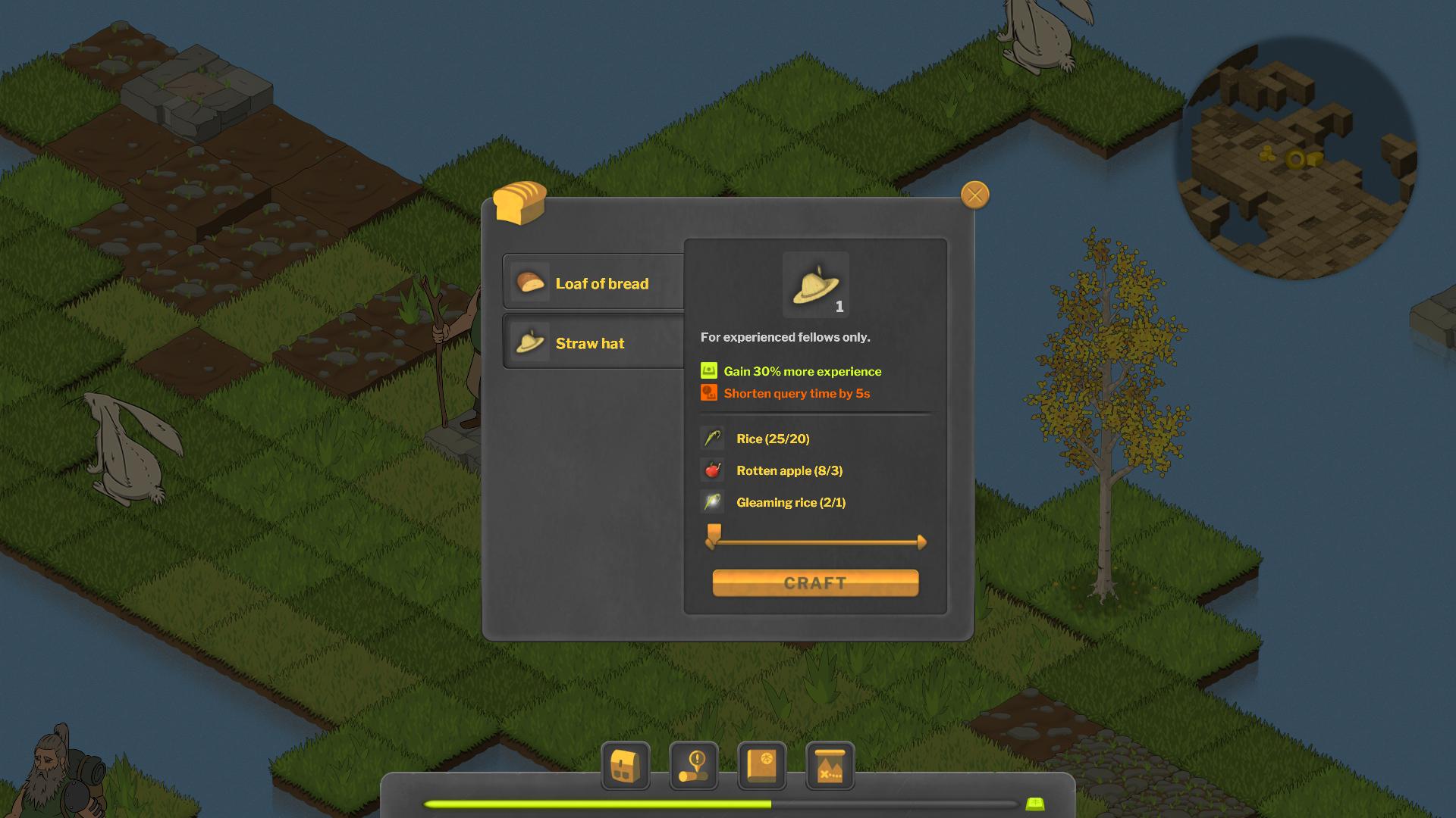 Crafting interface